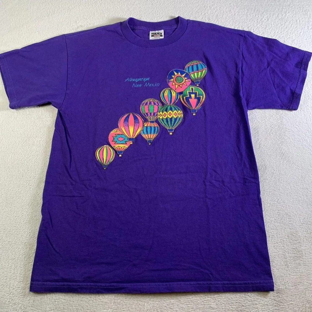 Vintage Albuquerque New Mexico Shirt Mens Large Purple Balloon Tultex 90s USA - Picture 2 of 7